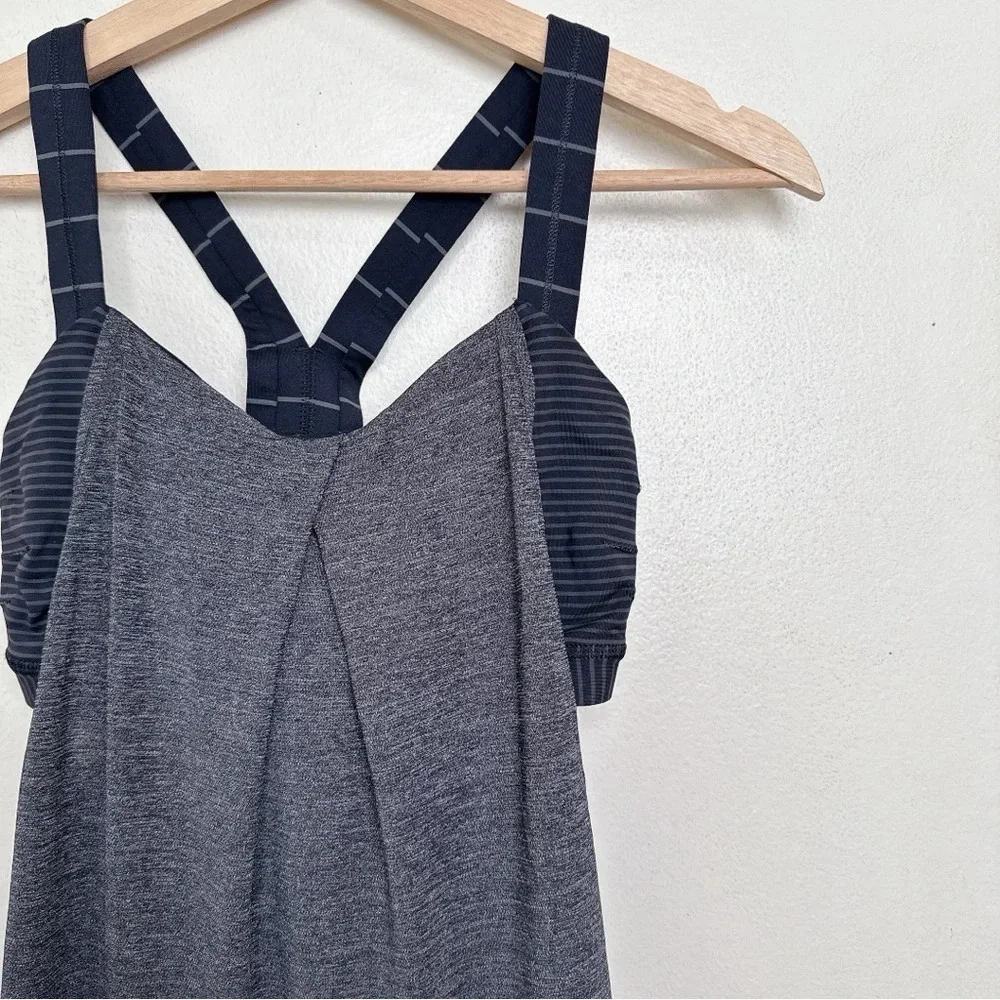 Lululemon Womens 4 Rest Less Tank Heathered Black